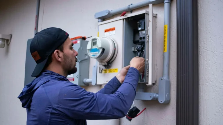 Técnico revisando una instalación solar durante una visita de mantenimiento