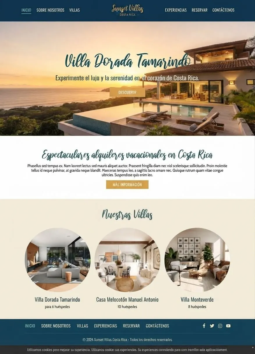 Ejemplo de diseño web para un hotel con experiencias y spa