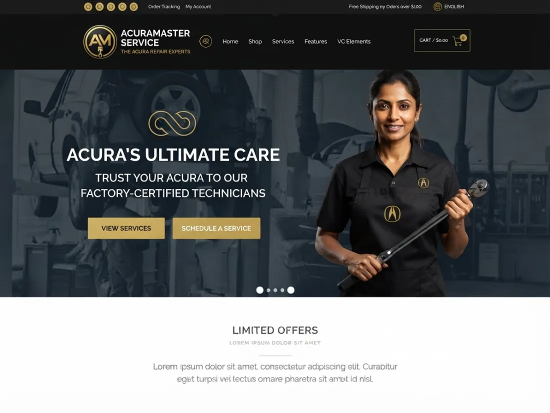 Web de servicio técnico de automoción con cita y ofertas