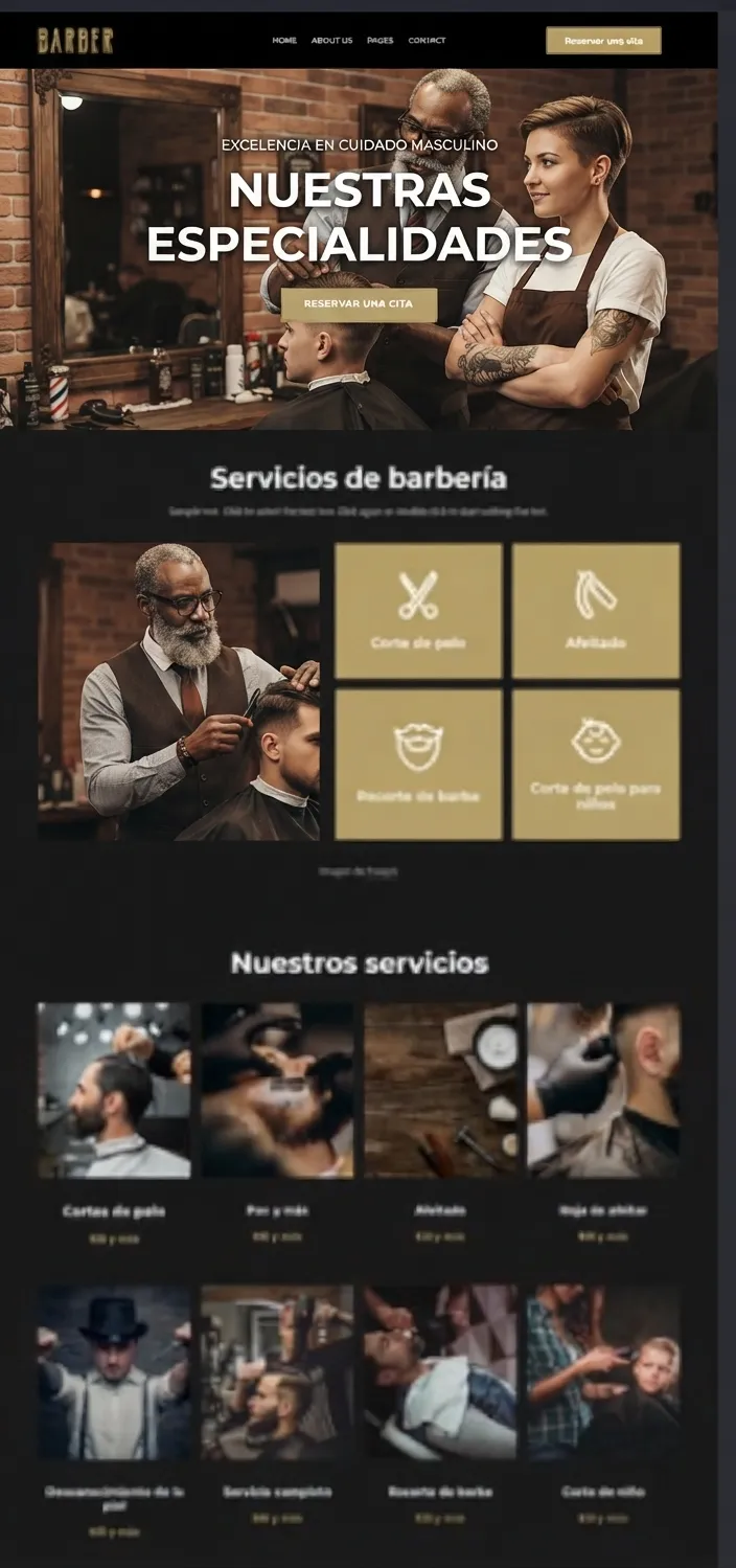 Marketing digital para peluquerías y barberías: web de barbería con servicios