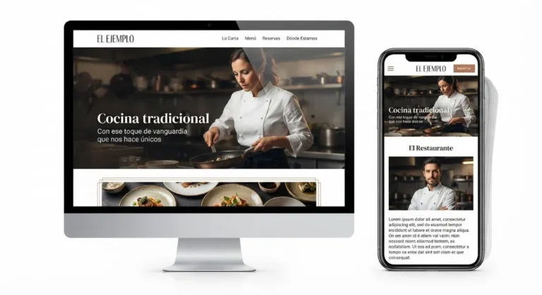 Web de hostelería y turismo vista en varios dispositivos