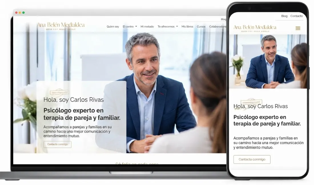 Marketing para psicólogos: web de psicólogo en ordenador y móvil